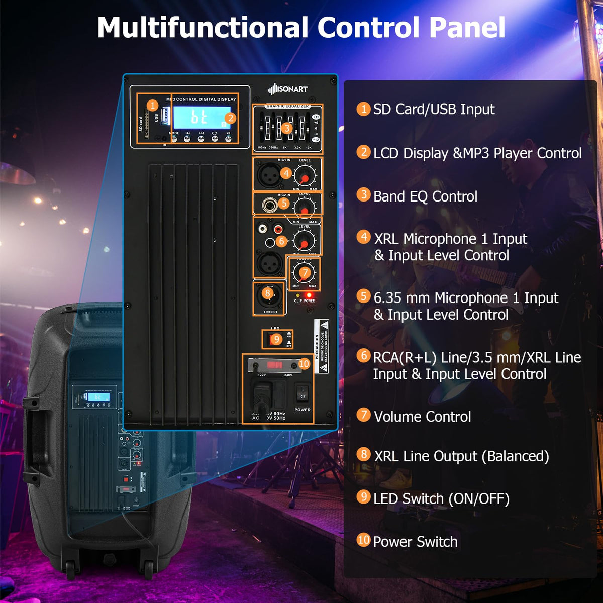 Portable 15" 1500W 2-Way Bluetooth PA Speaker System Set with Stand H15858