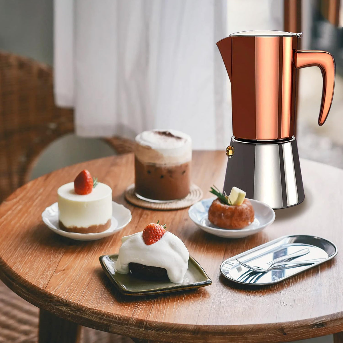 Stainless Steel Moka Pot Espresso Maker 6 Cups U116299