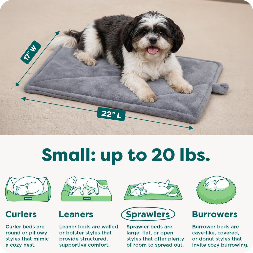 Self Warming Cat Mat Dog Bed Machine Washable Small Plush Faux Fur Gray B1995