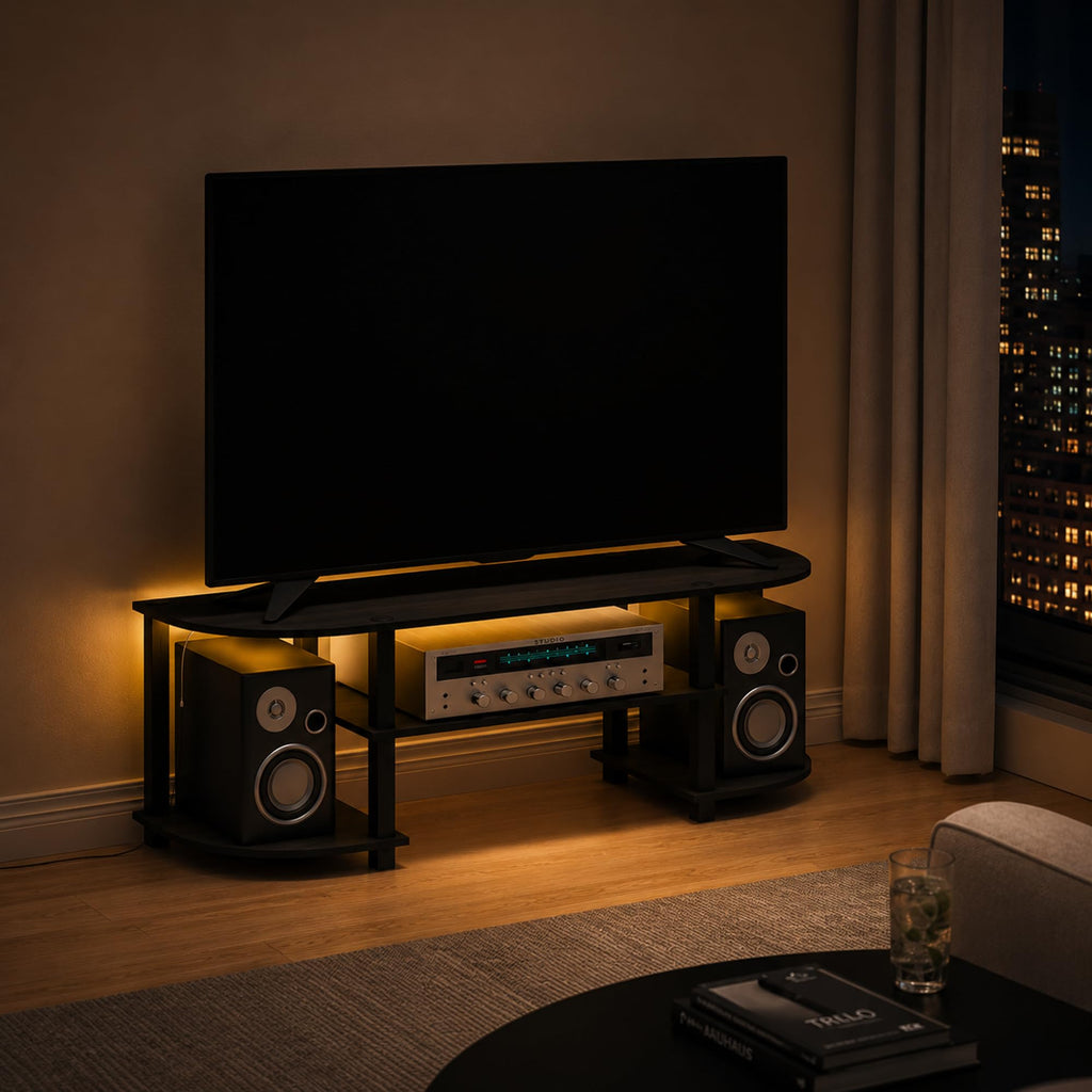 Black 3-Tier TV Stand for 55 Inch TV K97937