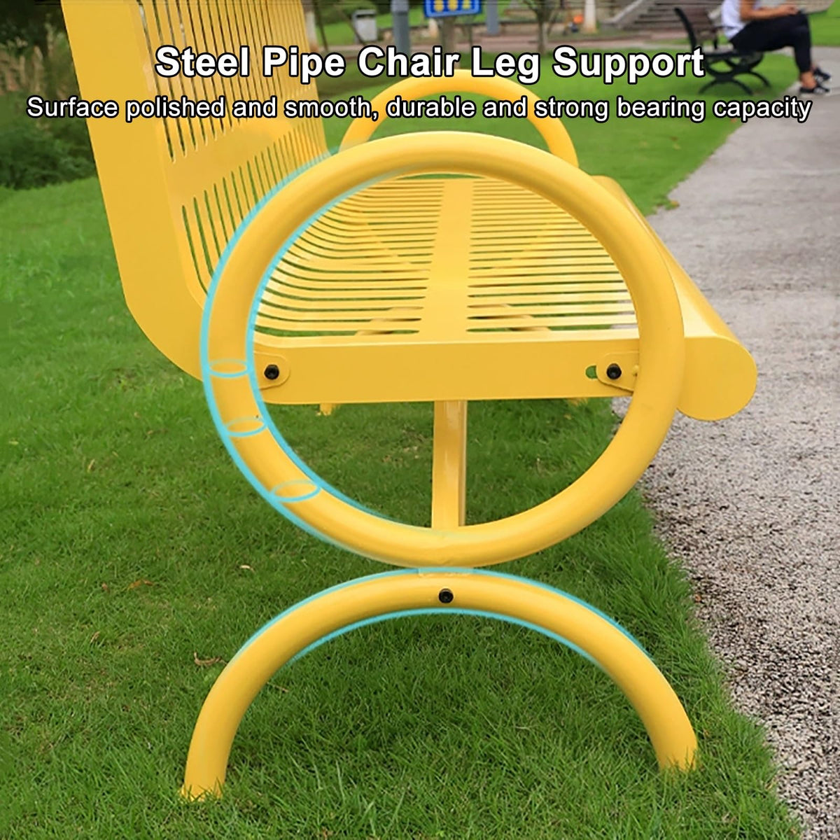 Metal Garden Bench with Backrest and Armrests U4897