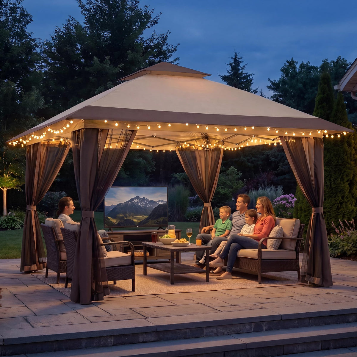 13x13 Pop Up Gazebo with Mosquito Netting Sidewall Y681595