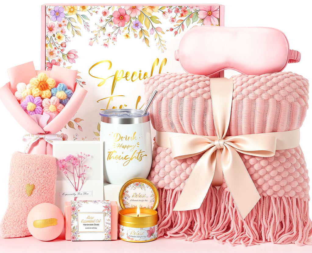 Spa Gift Basket with Blanket Candle Bath Bomb H882466