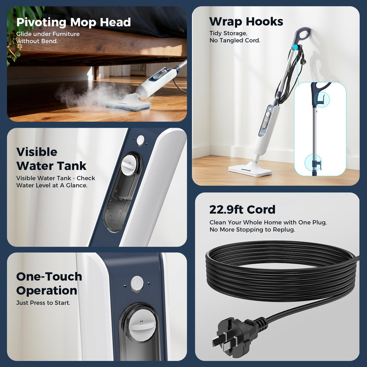 11-in-1 Dual-Mode Steam Mop, 13.5 Fl Oz Steam Cleaner F2480