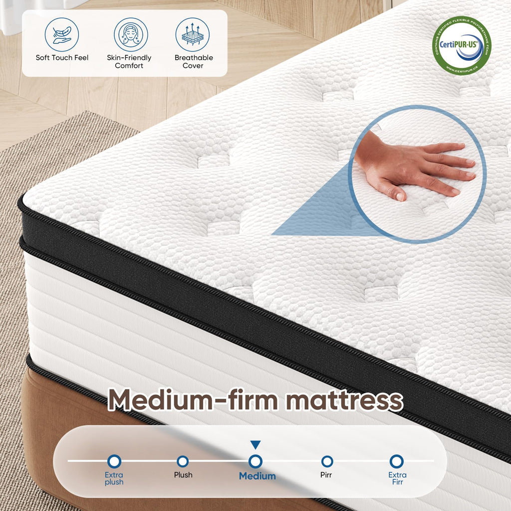 12 Inch Medium Firm Hybrid Memory Foam Mattress I309521
