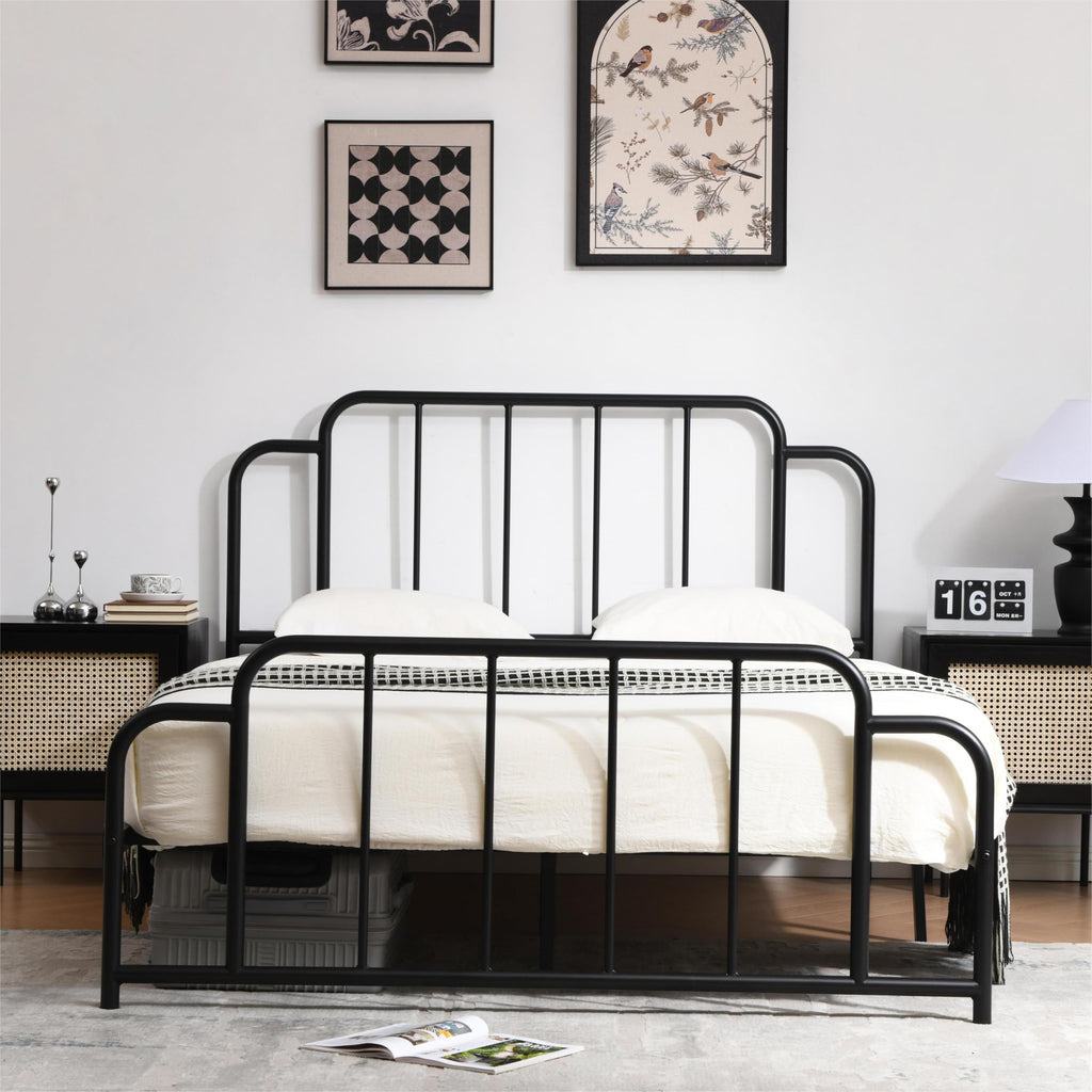 Black Full Size Metal Bed with Headboard and Footboard G700579