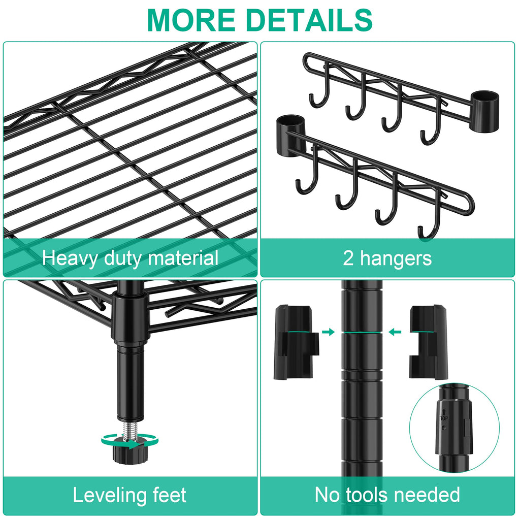 5-Tier Rolling Metal Wire Shelving Unit N6235