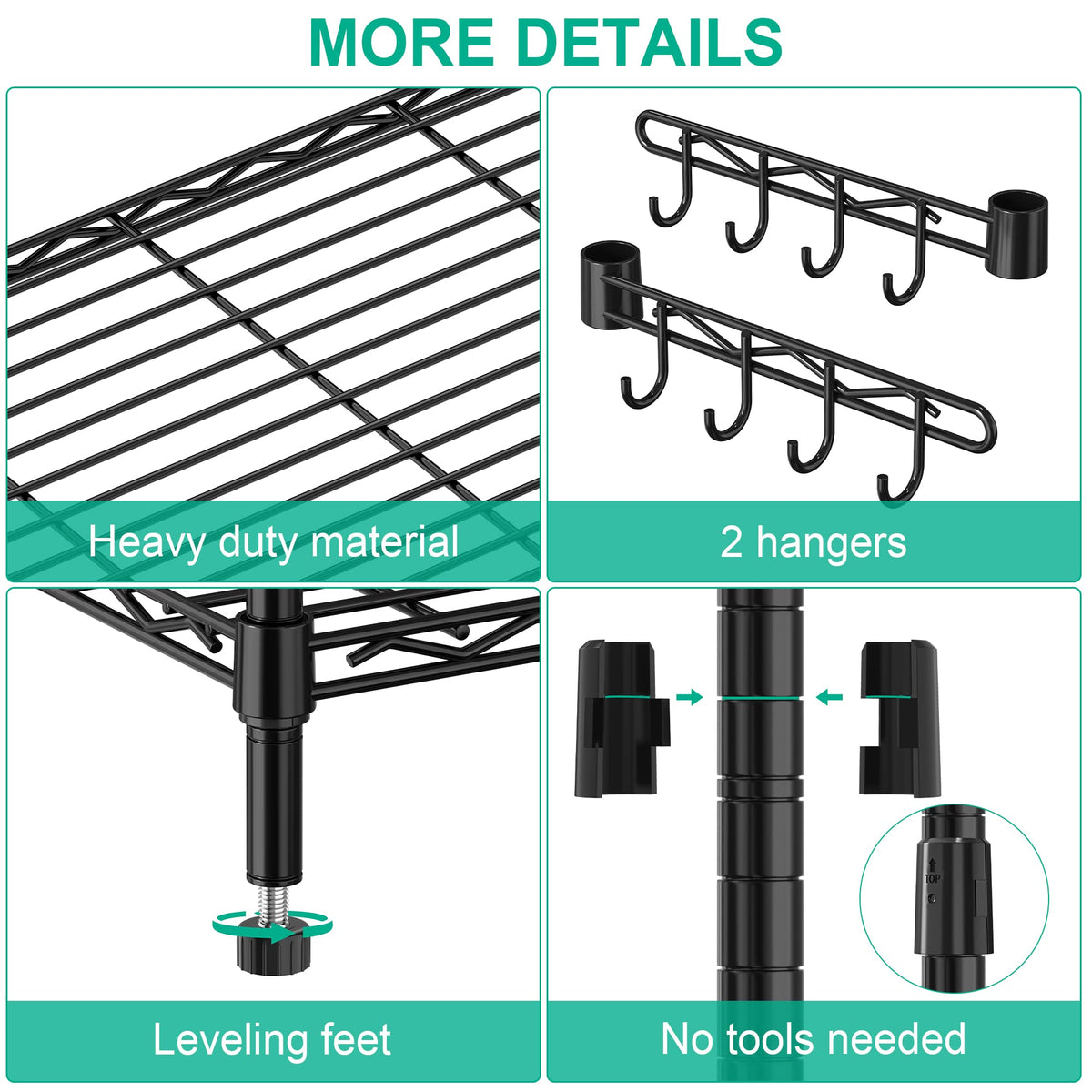 5-Tier Rolling Metal Wire Shelving Unit N6235