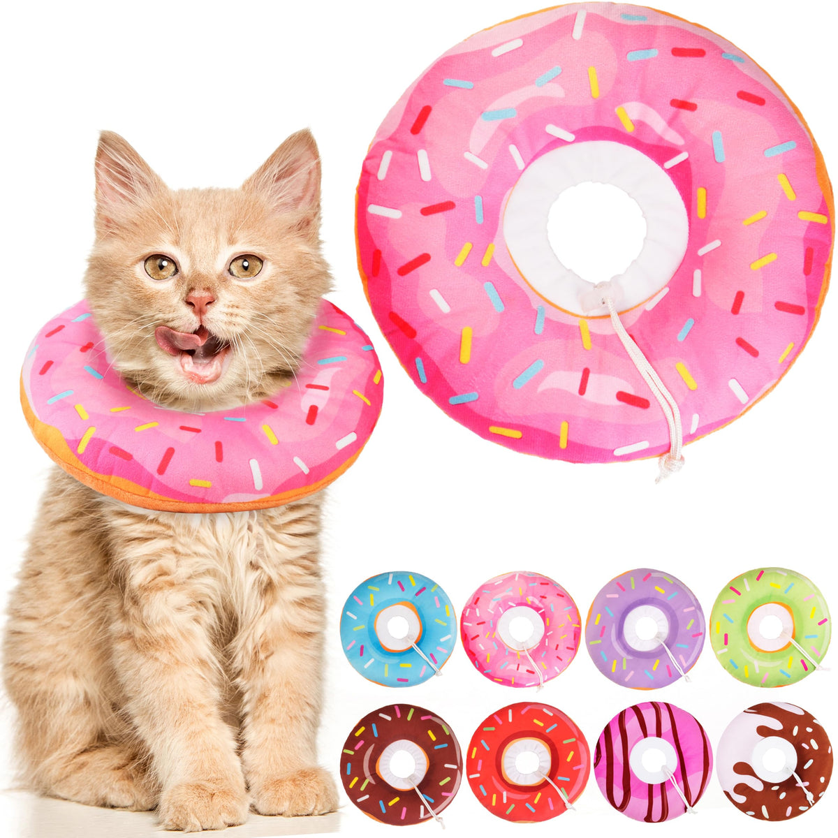 Soft Adjustable Cat Recovery Cone Collar Pink Small T745820