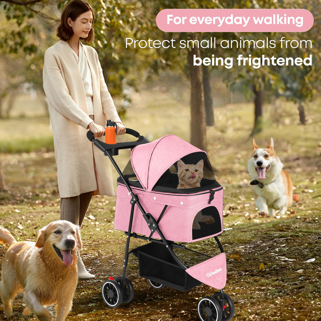 Pink 3 Wheels Pet Stroller K8160