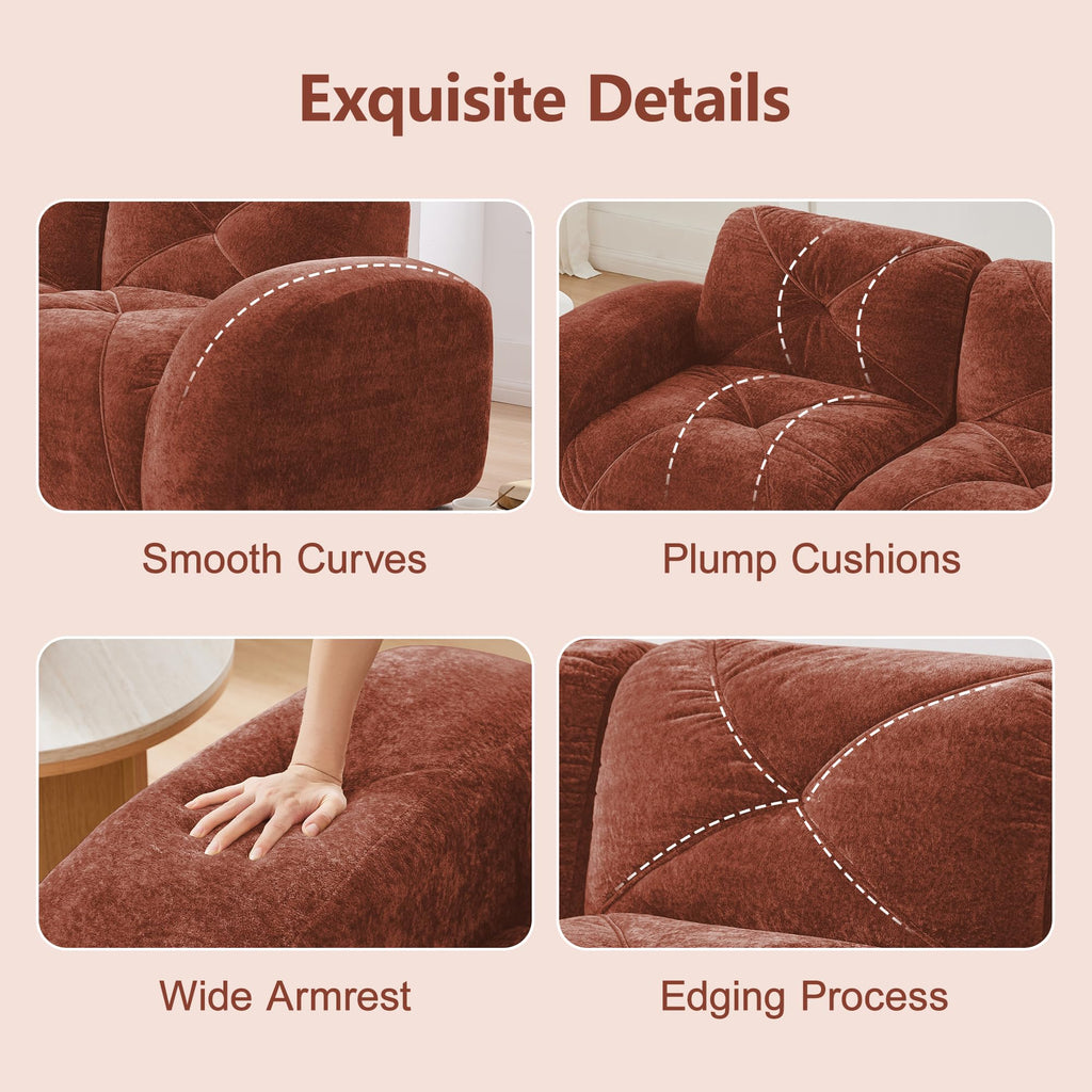 L-Shaped Velvet Sofa with Ottoman X756