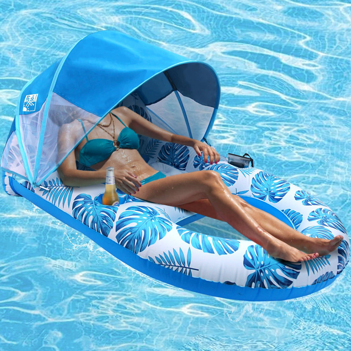 Extra Large Inflatable Pool Lounge Float with Canopy R548