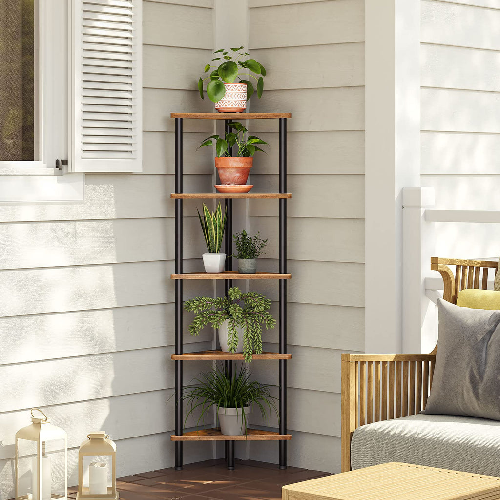 5-Tier Corner Bookshelf with Metal Frame Q60135