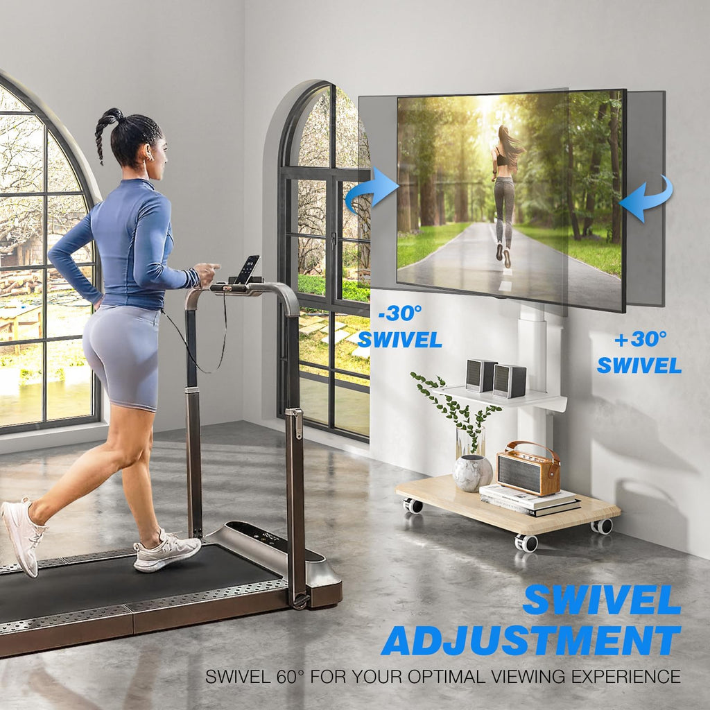 White Height Adjustable Rolling TV Stand for 32-75 Inch TVs S66169
