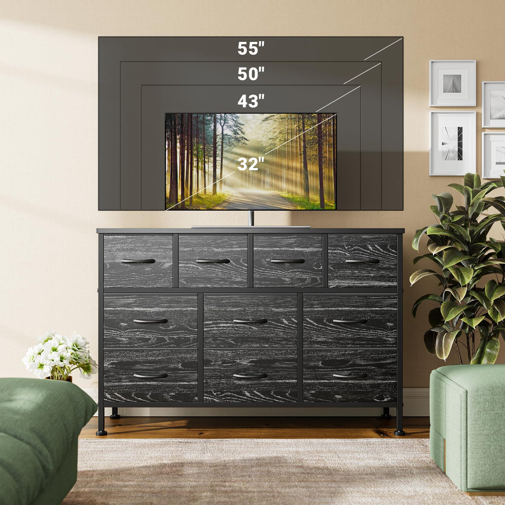 Black 10 Drawer Fabric Dresser Z85237
