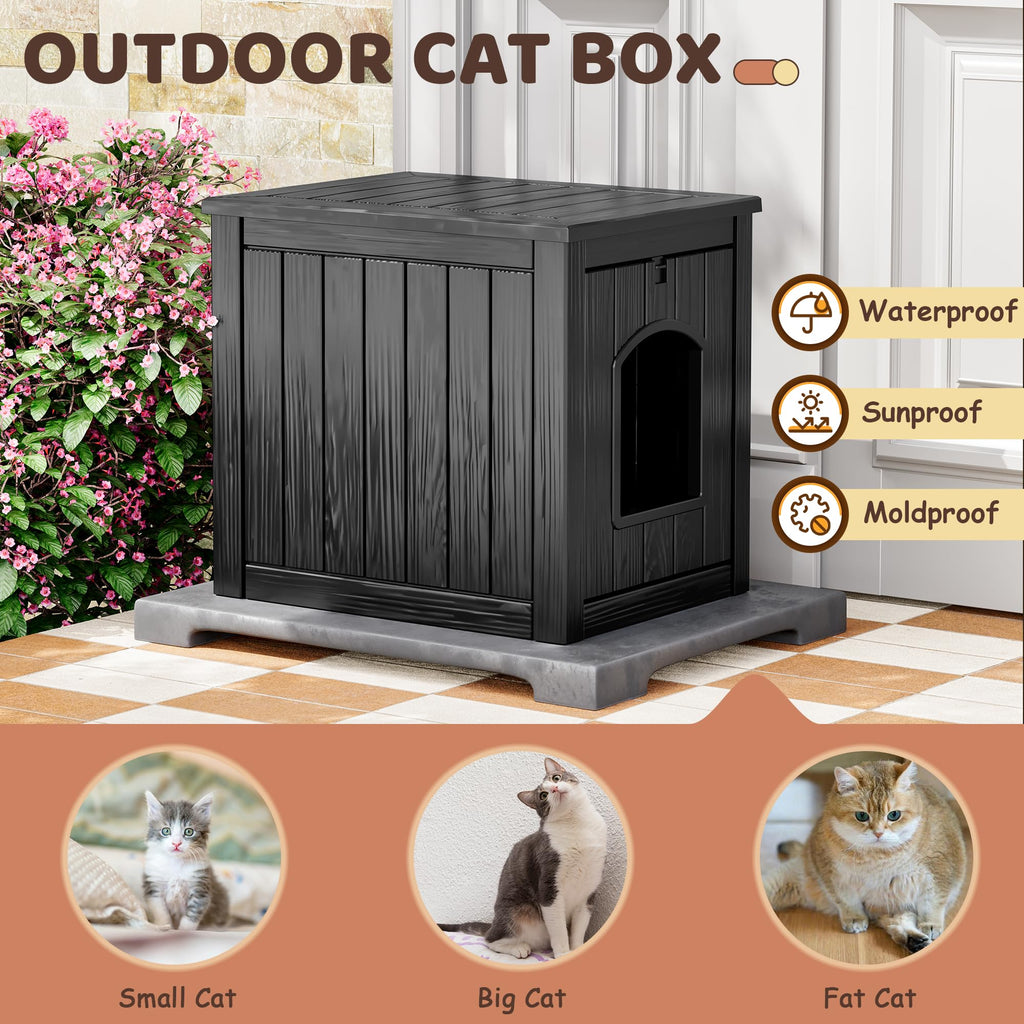 Weatherproof Resin Cat House with Hidden Litter Box M618