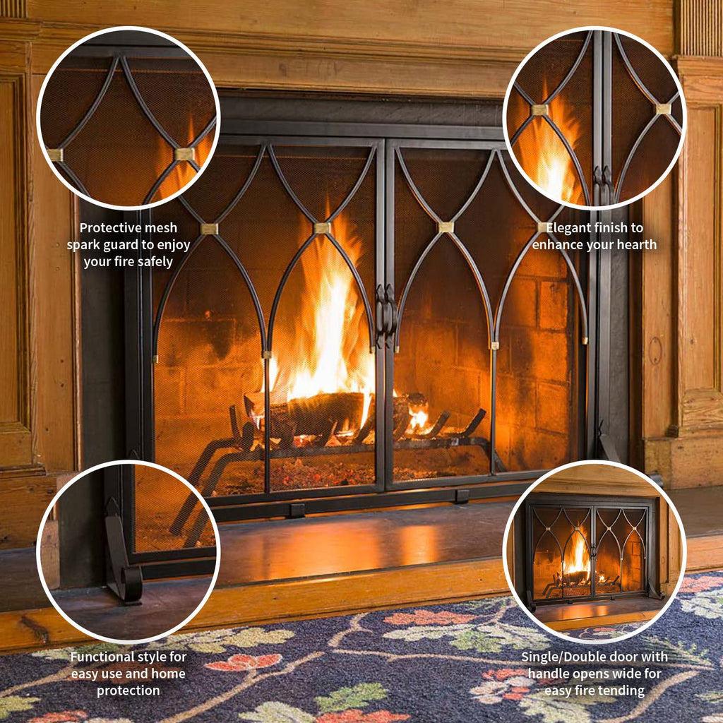 Black Metal Fireplace Screen I511