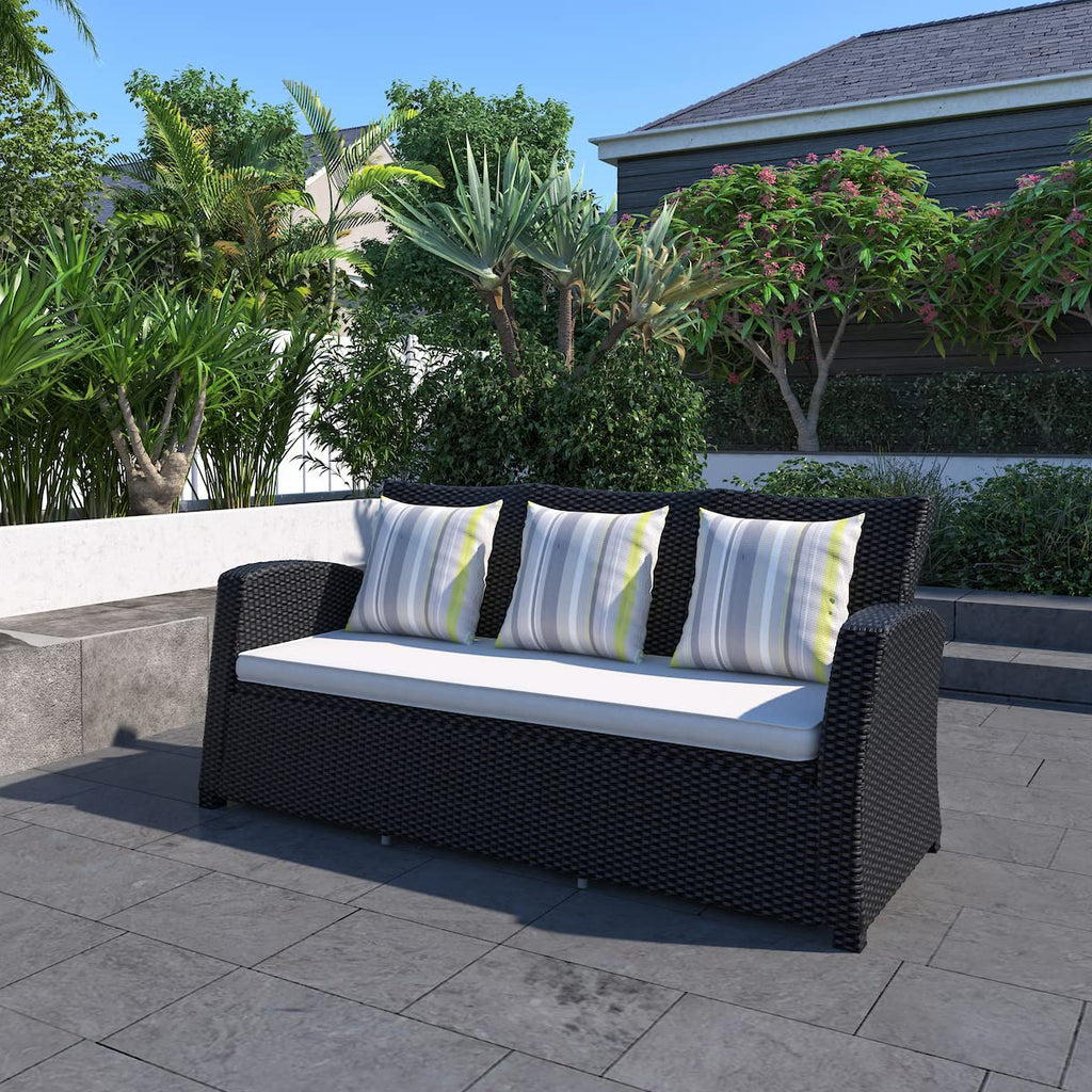 Light Grey Cushions Wicker 1-Piece Patio Sofa N26584