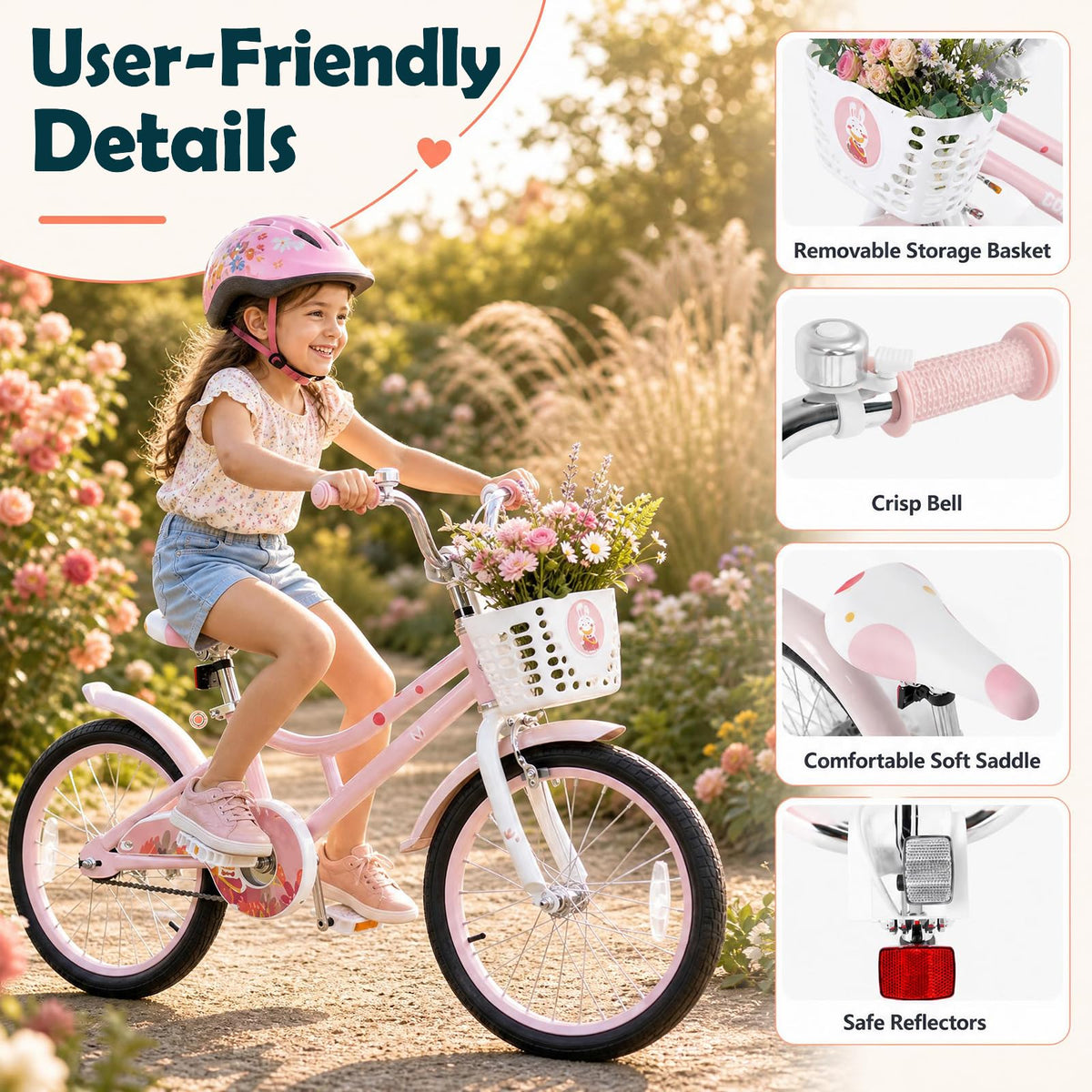 18 Inch Girls Bike with Basket W2204