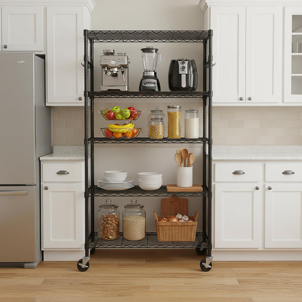 5-Tier Rolling Metal Wire Shelving Unit N6235
