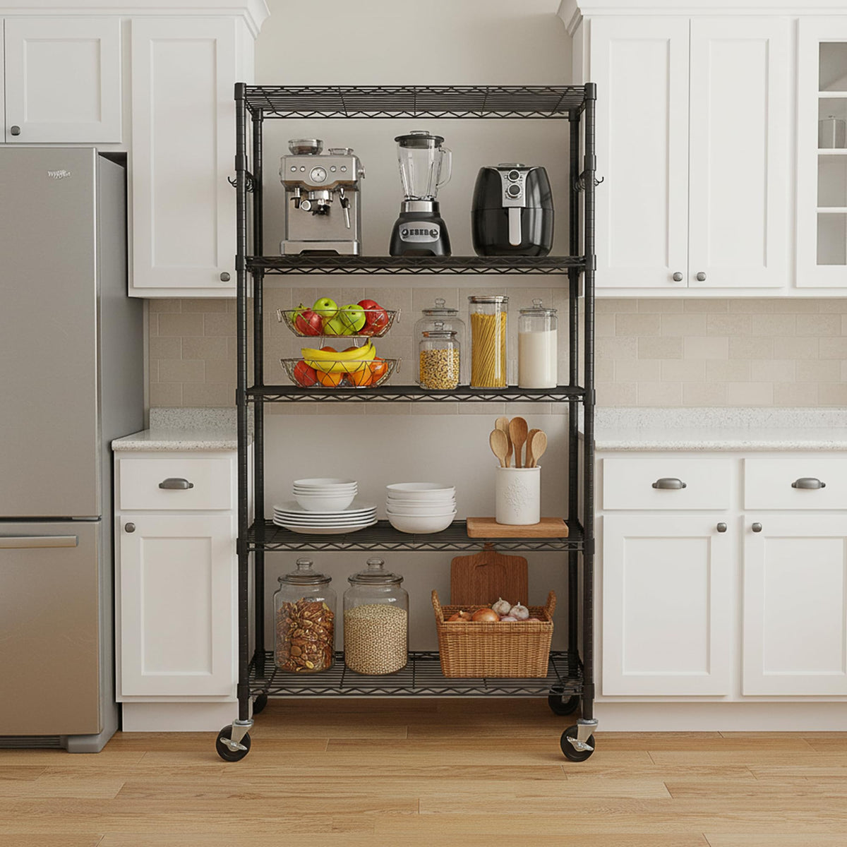 5-Tier Rolling Metal Wire Shelving Unit N6235