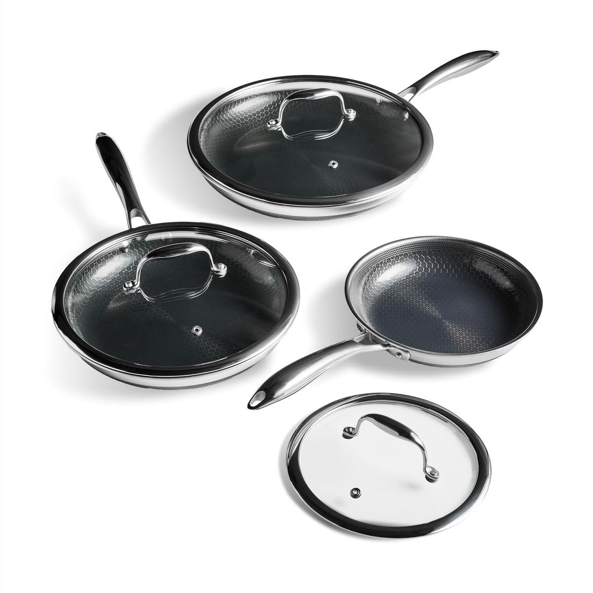 6pc Hybrid Nonstick Frying Pans Set with Lids C572581