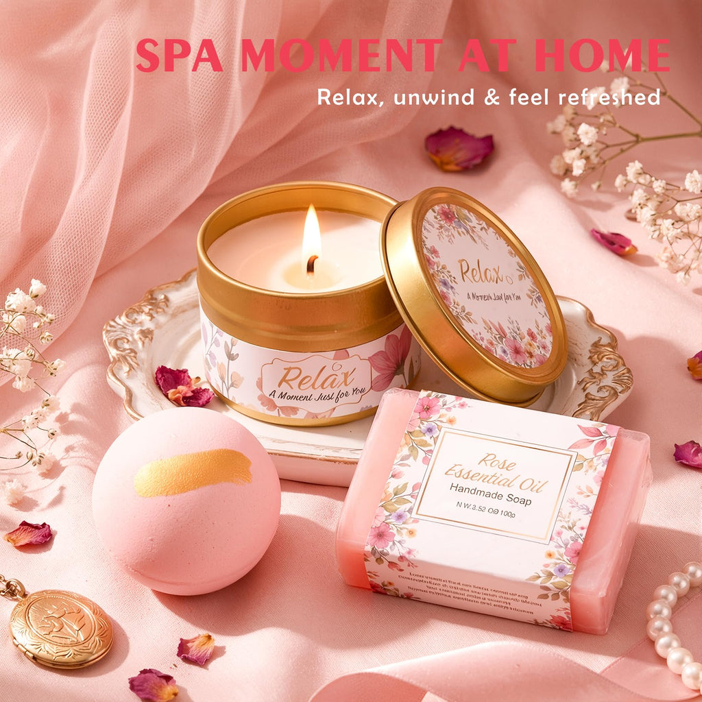 Spa Gift Basket with Blanket Candle Bath Bomb H882466