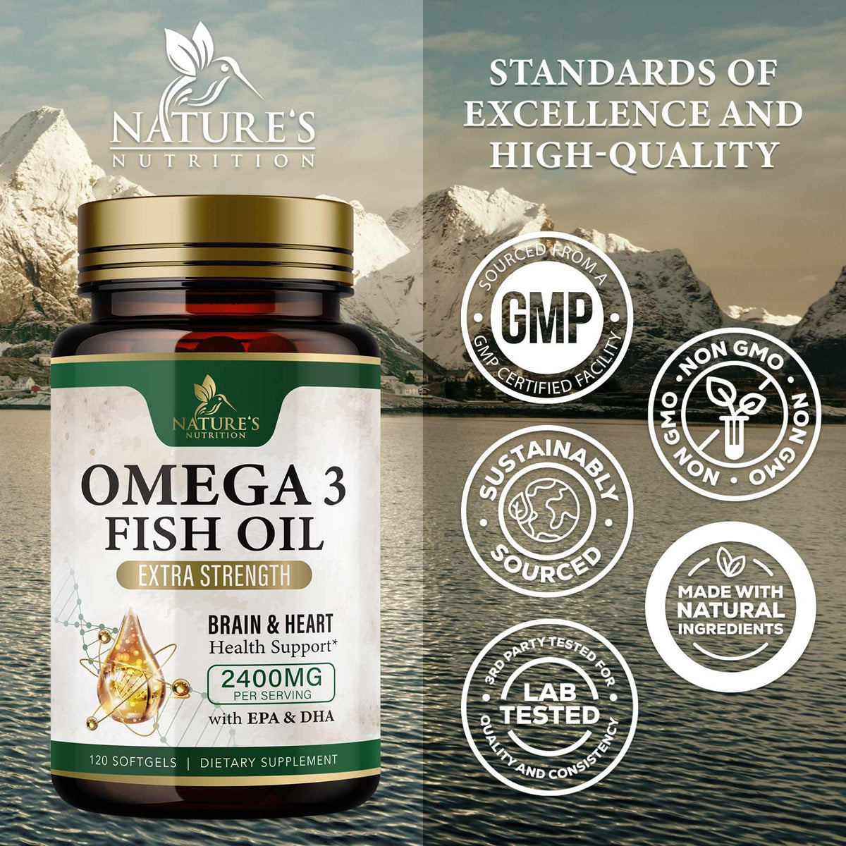 Omega 3 Fish Oil 2400mg 120 Softgels F72049