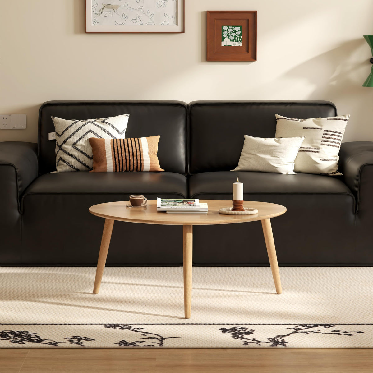 Oval Solid Oak Wood Coffee Table P1542