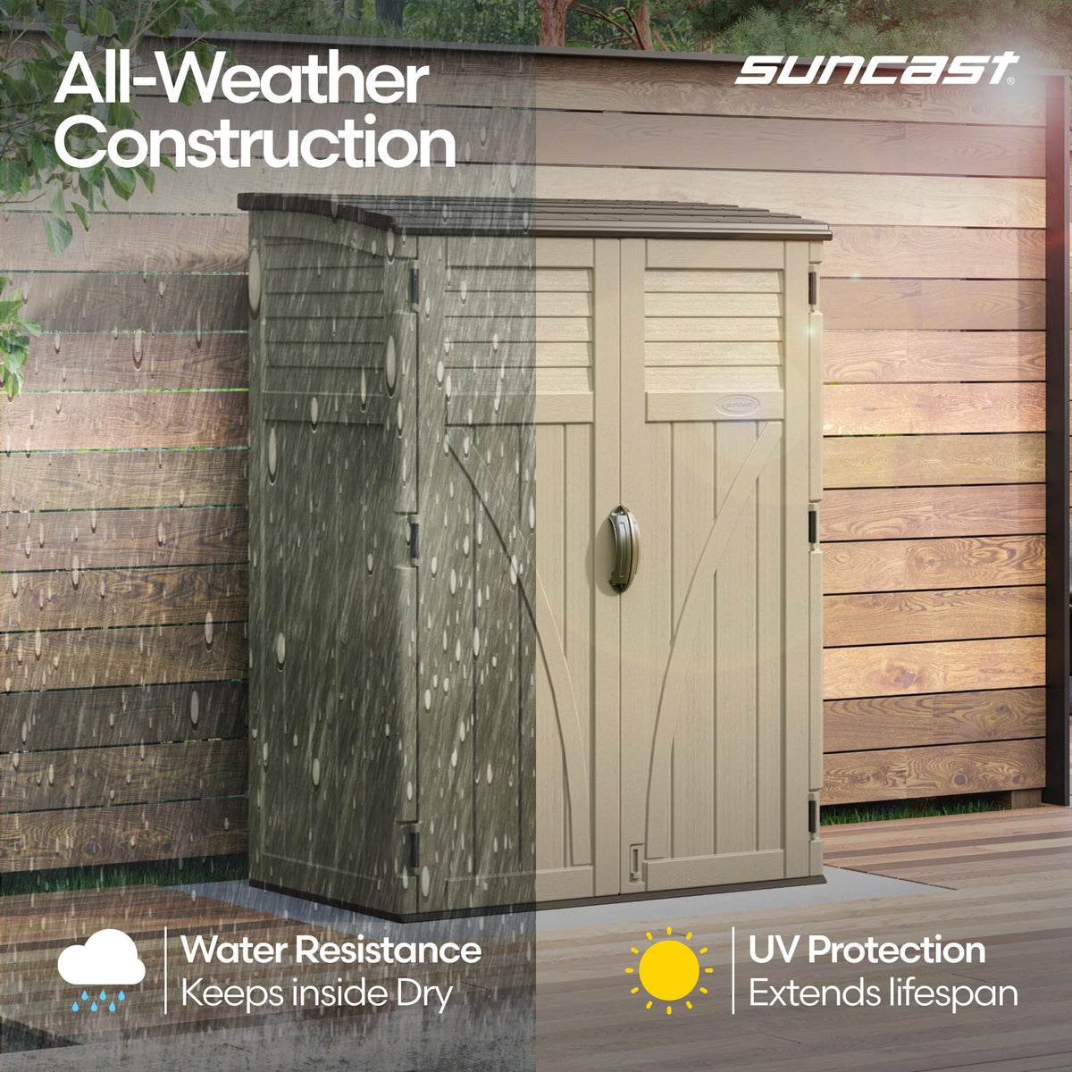 Water Resistant Resin Vertical Outdoor Storage Shed 54 cu. ft. R815