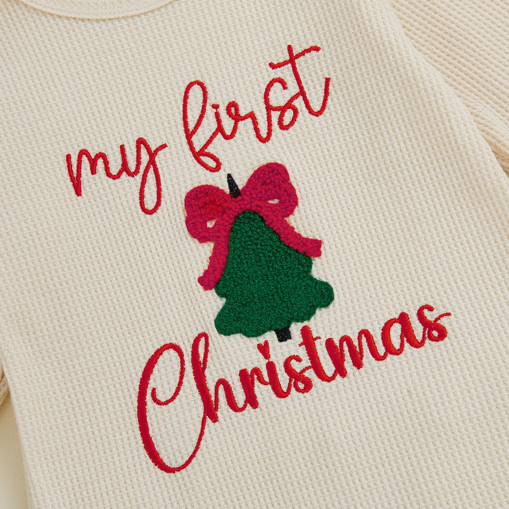 My First Christmas Baby Girl Onesie Long Sleeve Romper Headband E68656