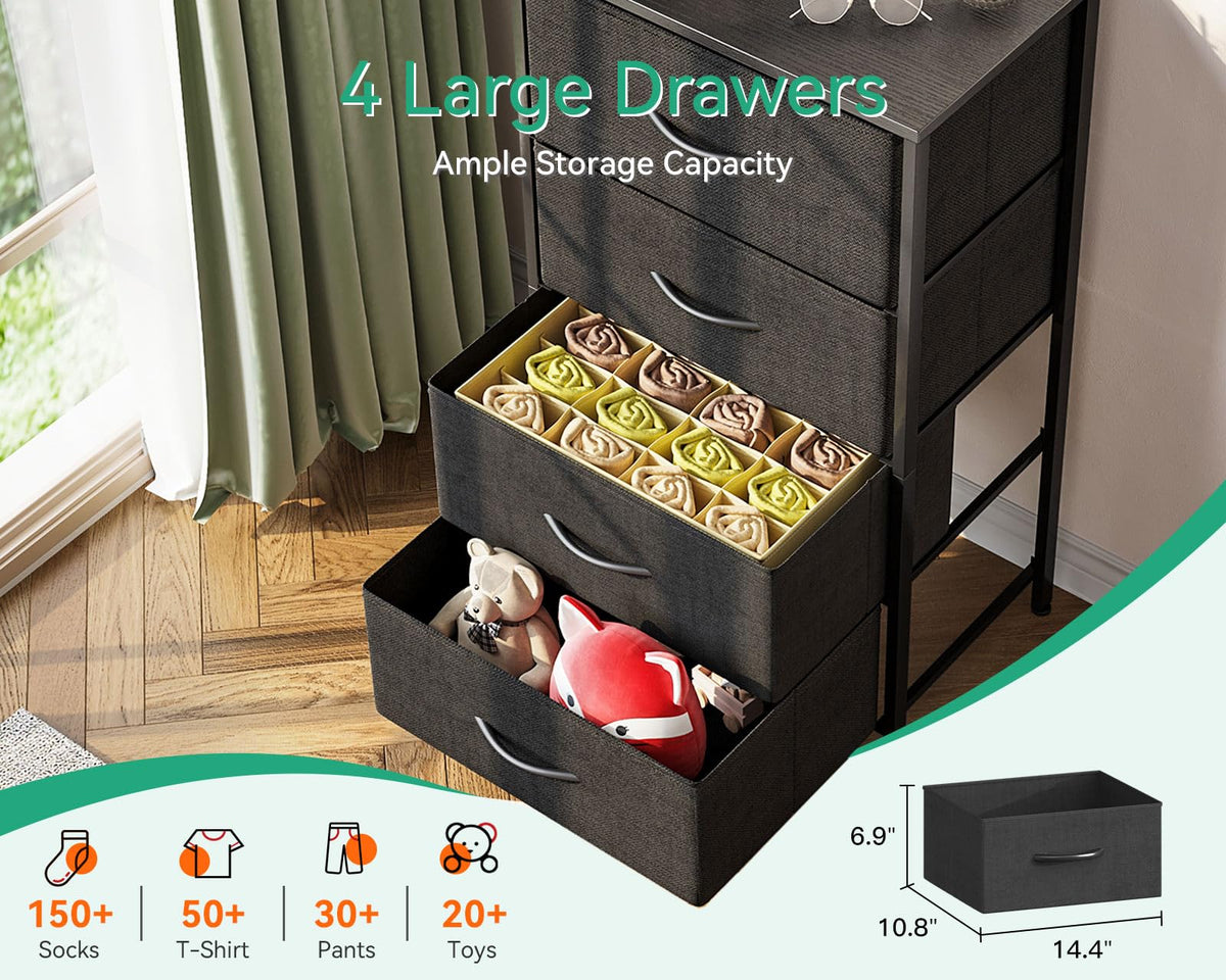Black 4 Drawer Small Dresser H29757