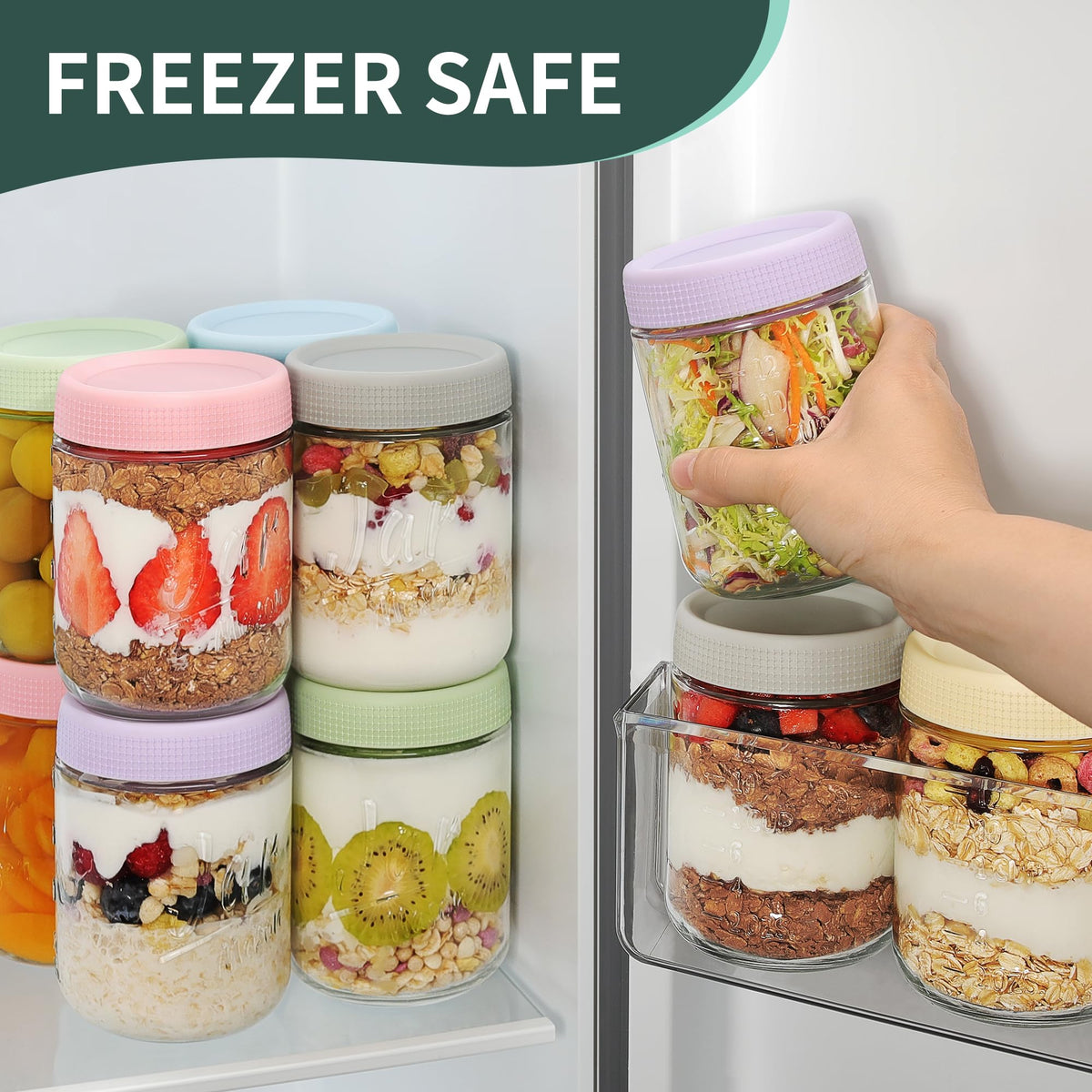 6 Pack 16 oz Glass Containers with Lids C63169