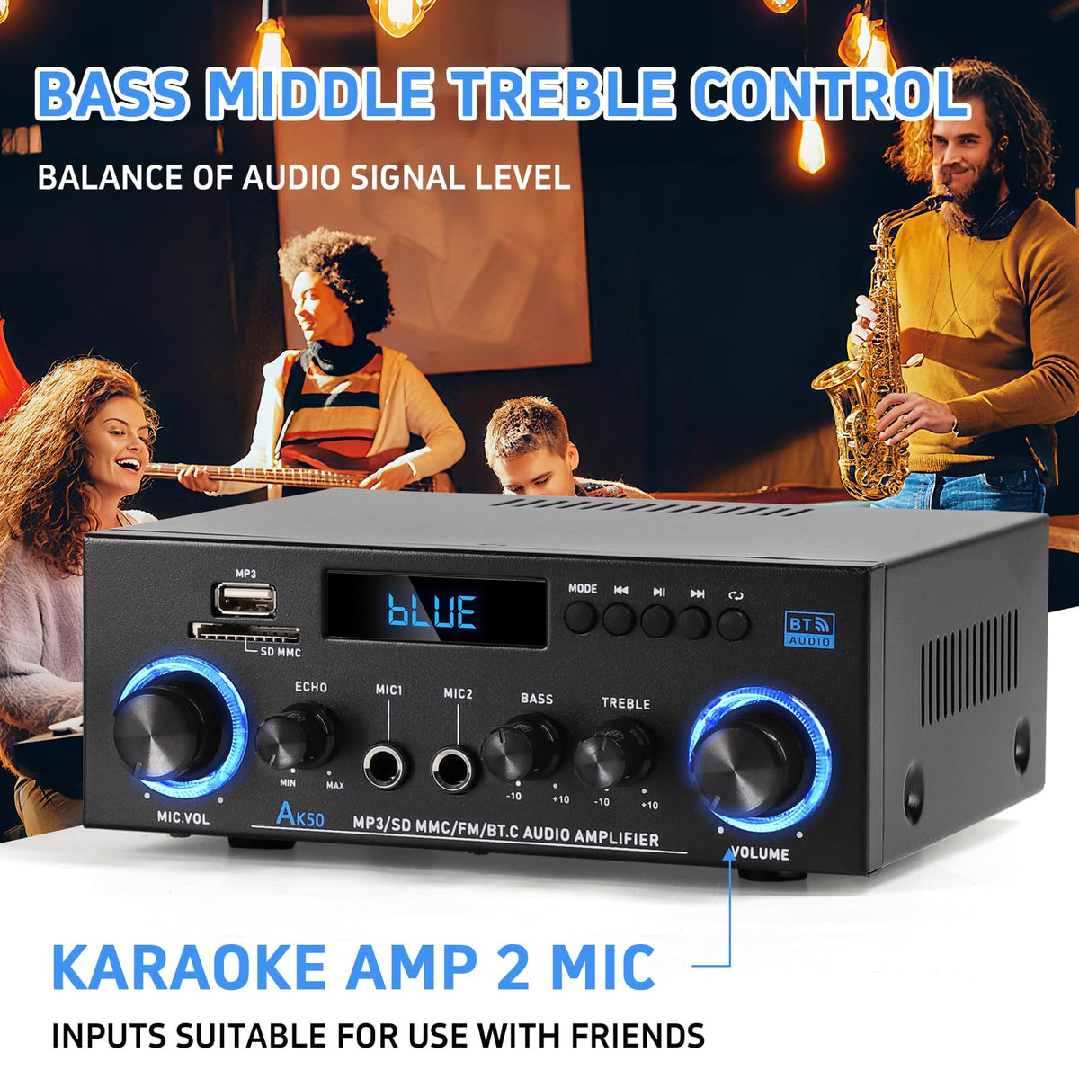 Bluetooth 5.0 2 Channel 400W Stereo Amplifier M10567