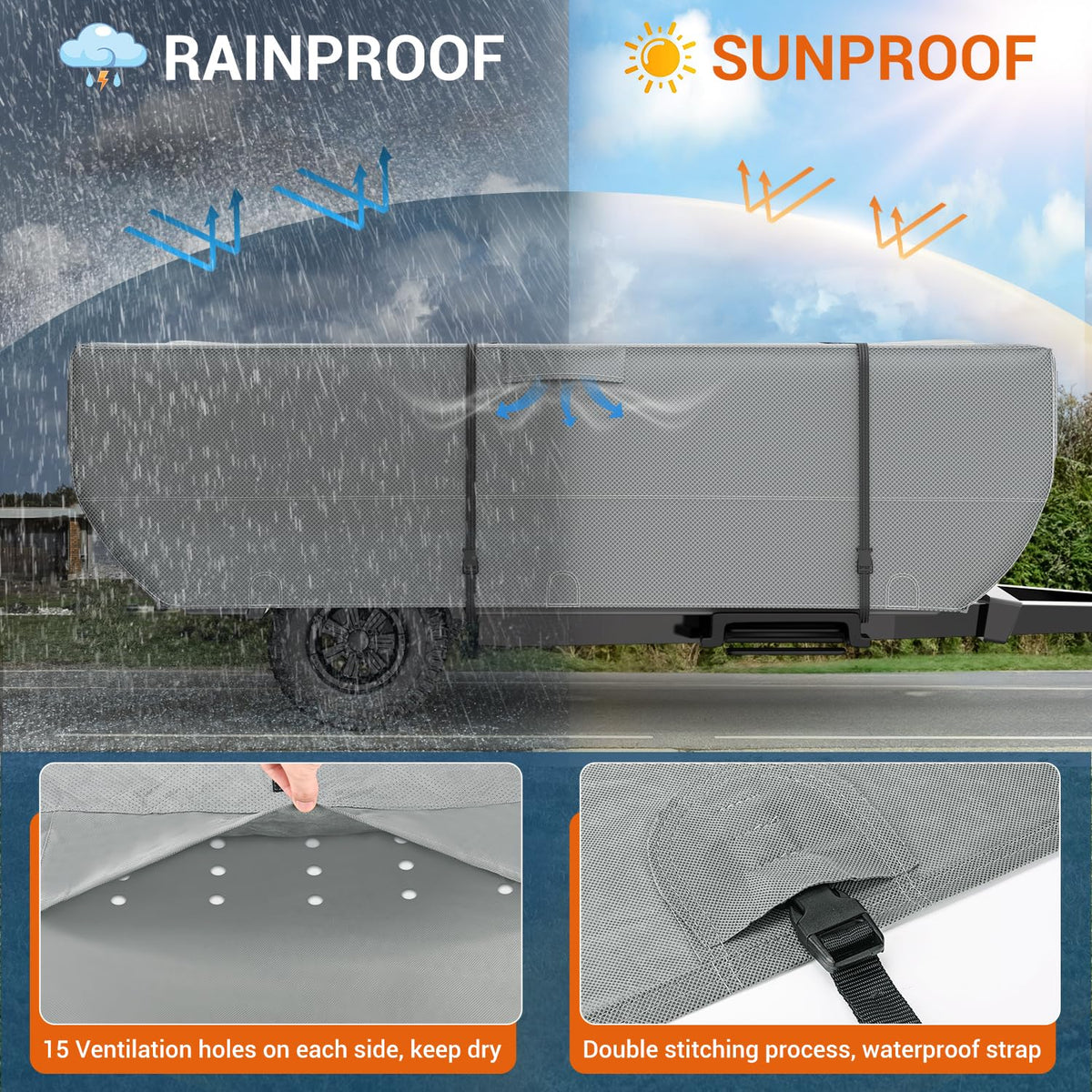 Folding Camper Cover Fits 10'-12' Trailers X9224
