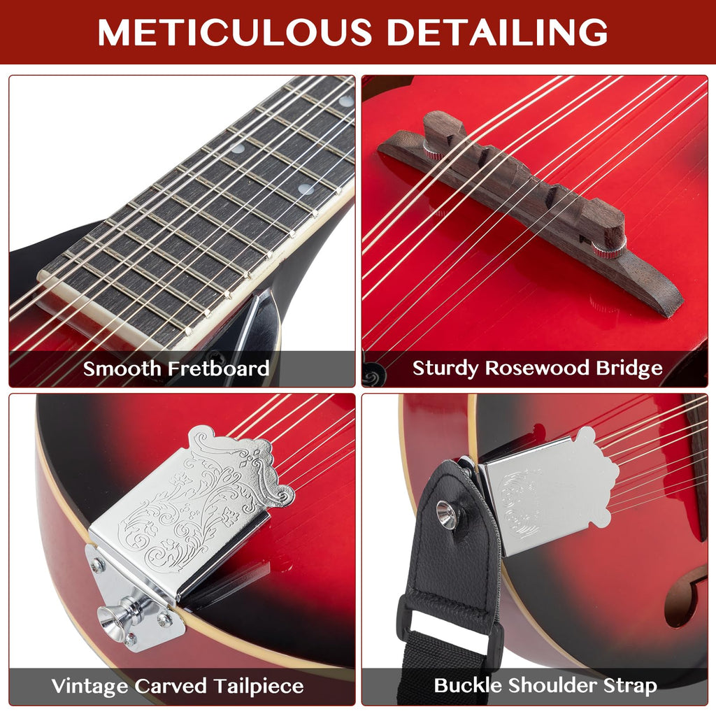 8 Strings Acoustic Mahogany Wood Mandolin D4140