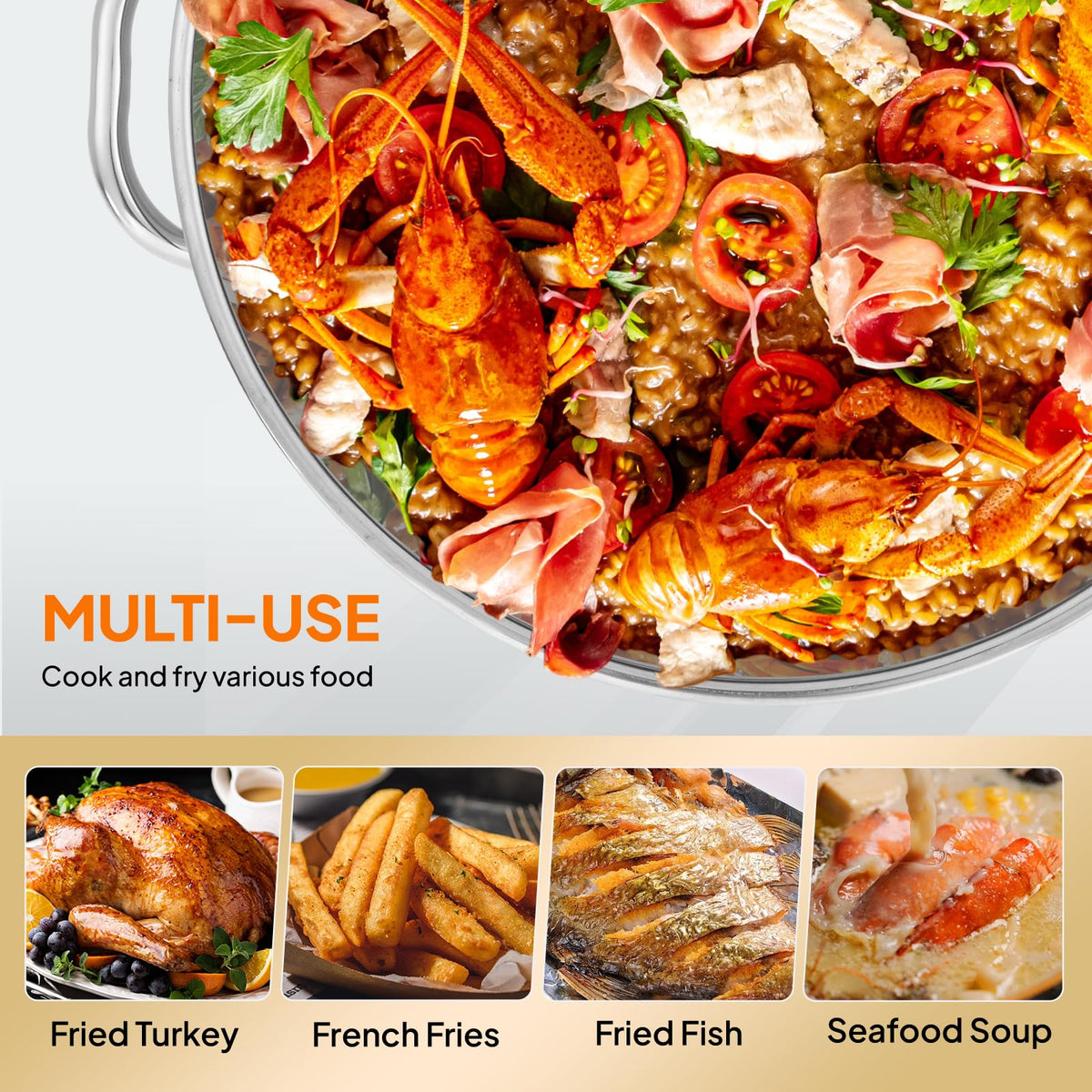 60QT Aluminum Seafood Boil Pot with Basket N62037