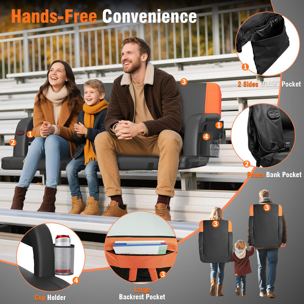 Heated Stadium Seat with Back Support W43582