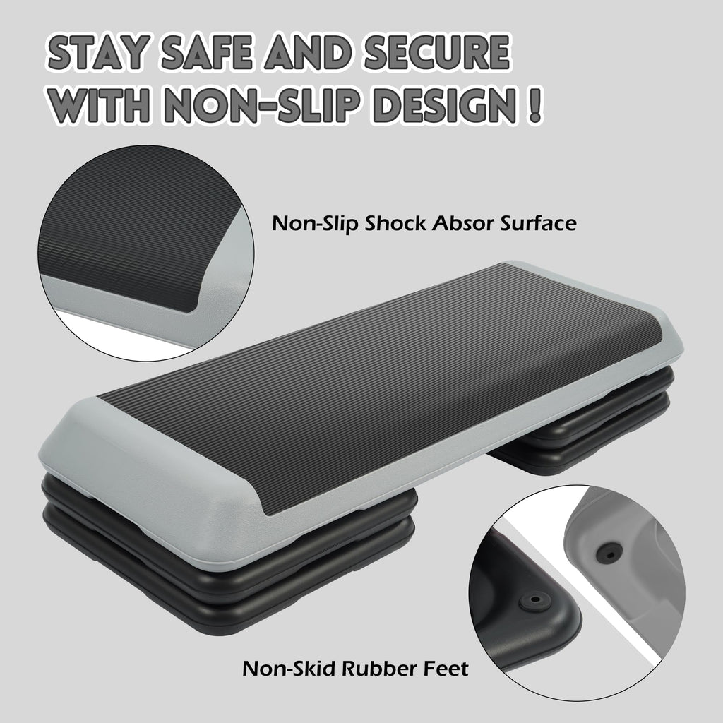 Adjustable Step Aerobic Platform with 4 Stackable Risers J74867