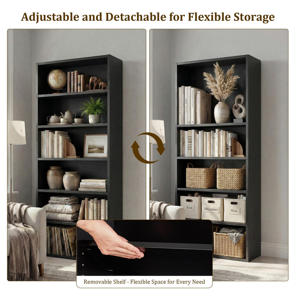 Black 6 Tier Adjustable Bookshelf M8985