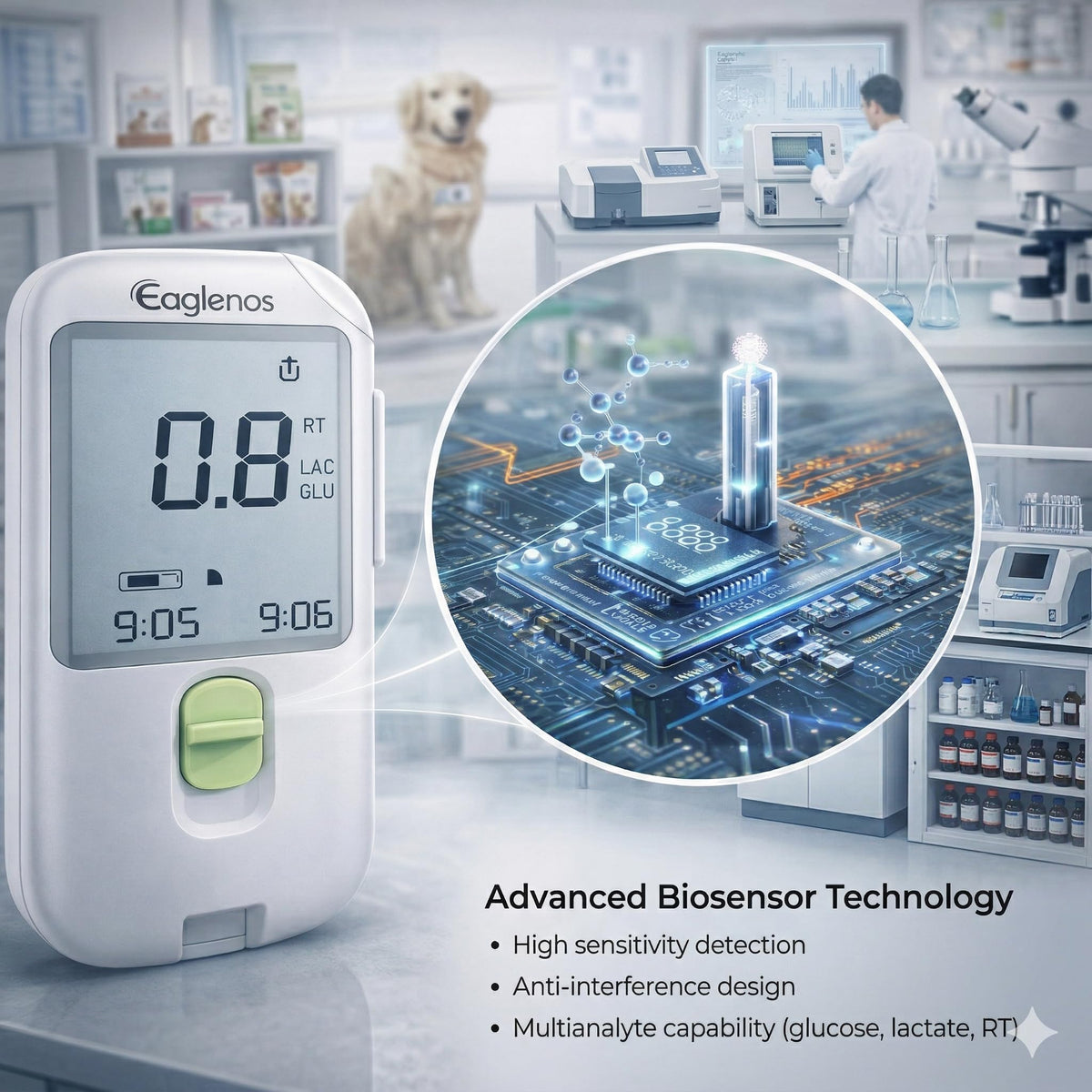 Pet Glucose & Lactate Monitor Kit with 25 Glucose Strips & 25 Lactate Strips M84259