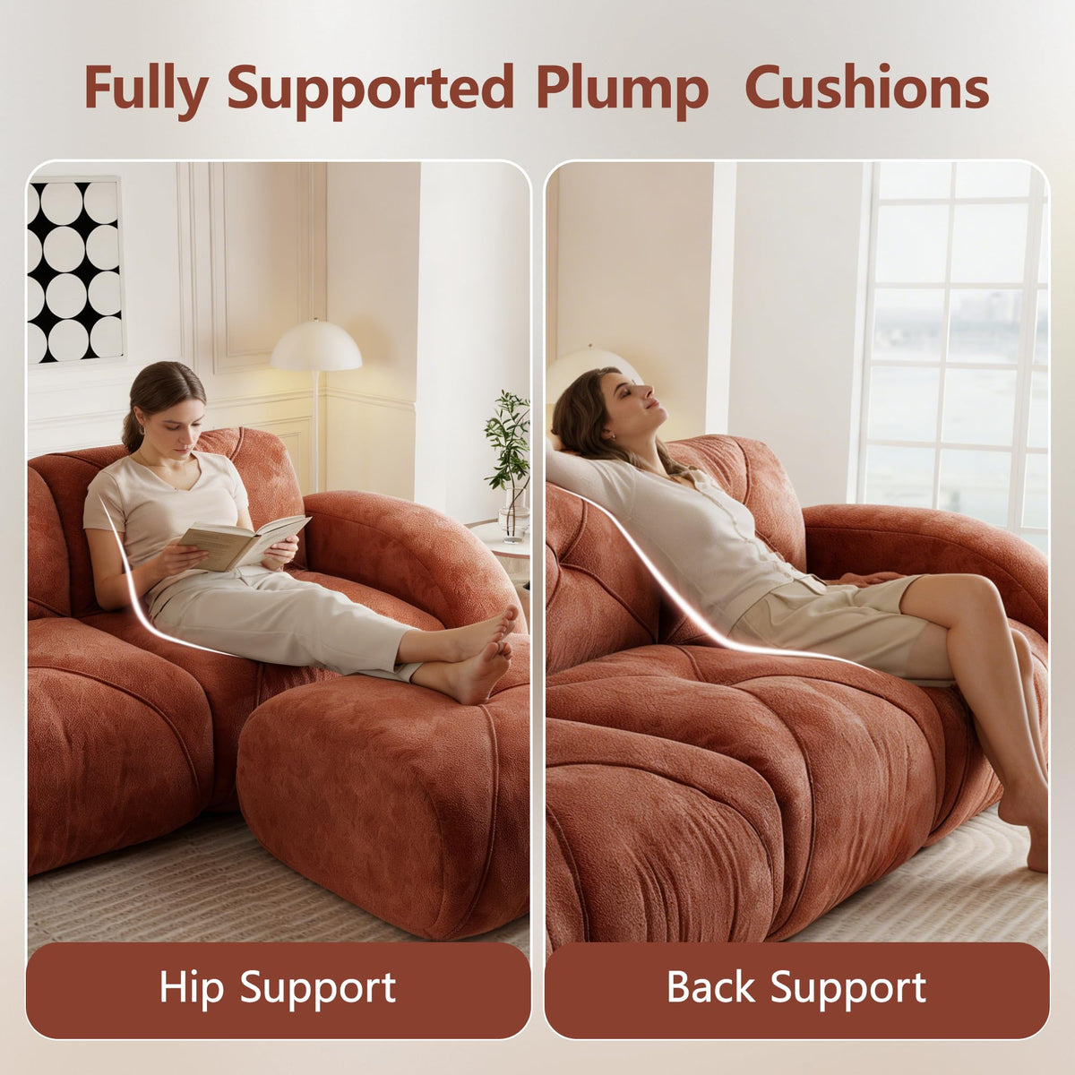 L-Shaped Velvet Sofa with Ottoman X756