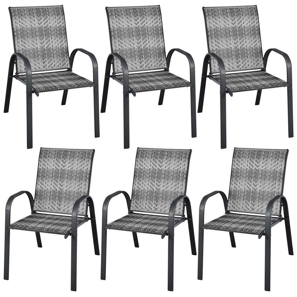 Stackable Wicker PE Rattan Patio Dining Chairs Set of 6 D178