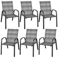 Stackable Wicker PE Rattan Patio Dining Chairs Set of 6 D178
