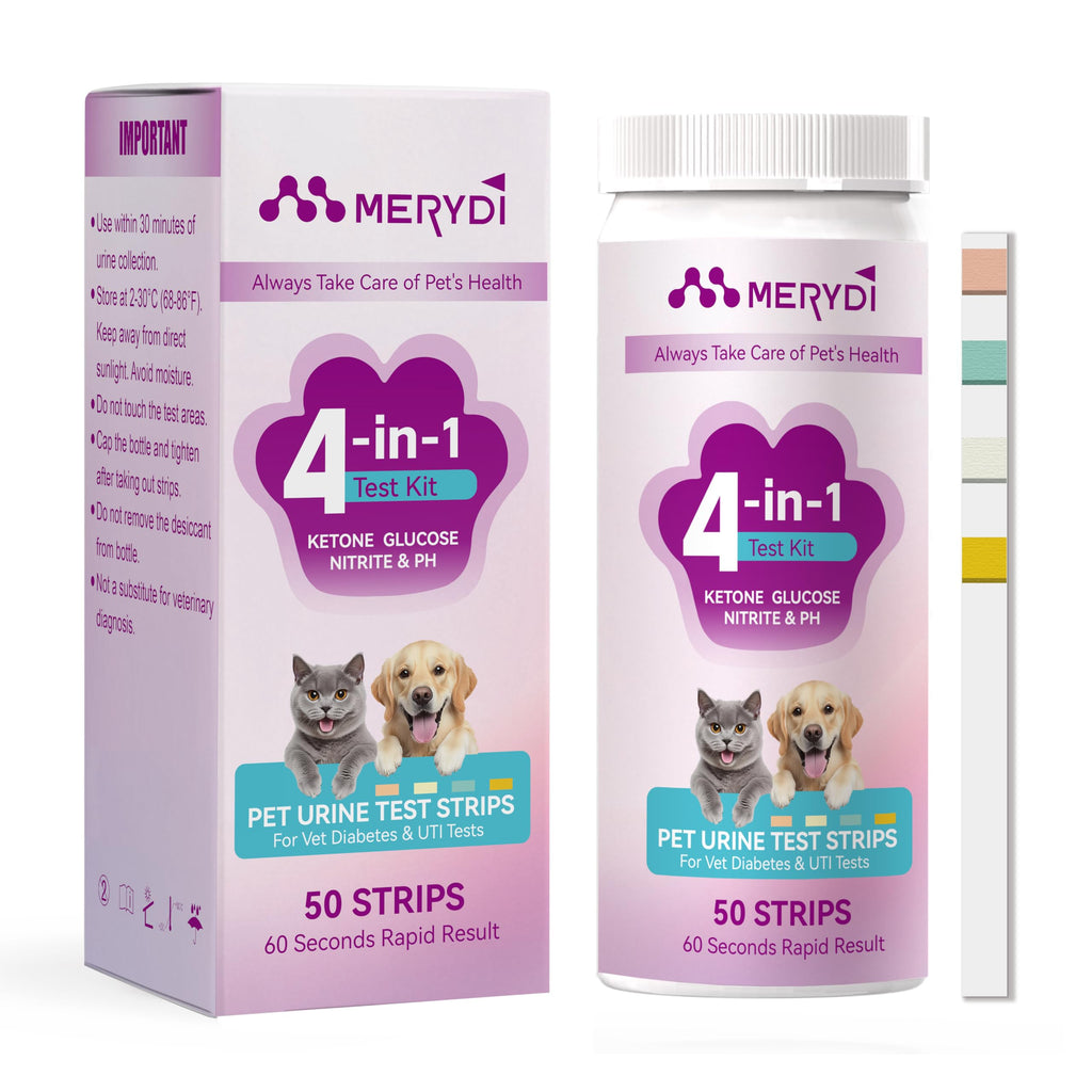 Dog & Cat Urine Test Strips, 4-in-1 Pet Urinalysis Testing Kit K3548