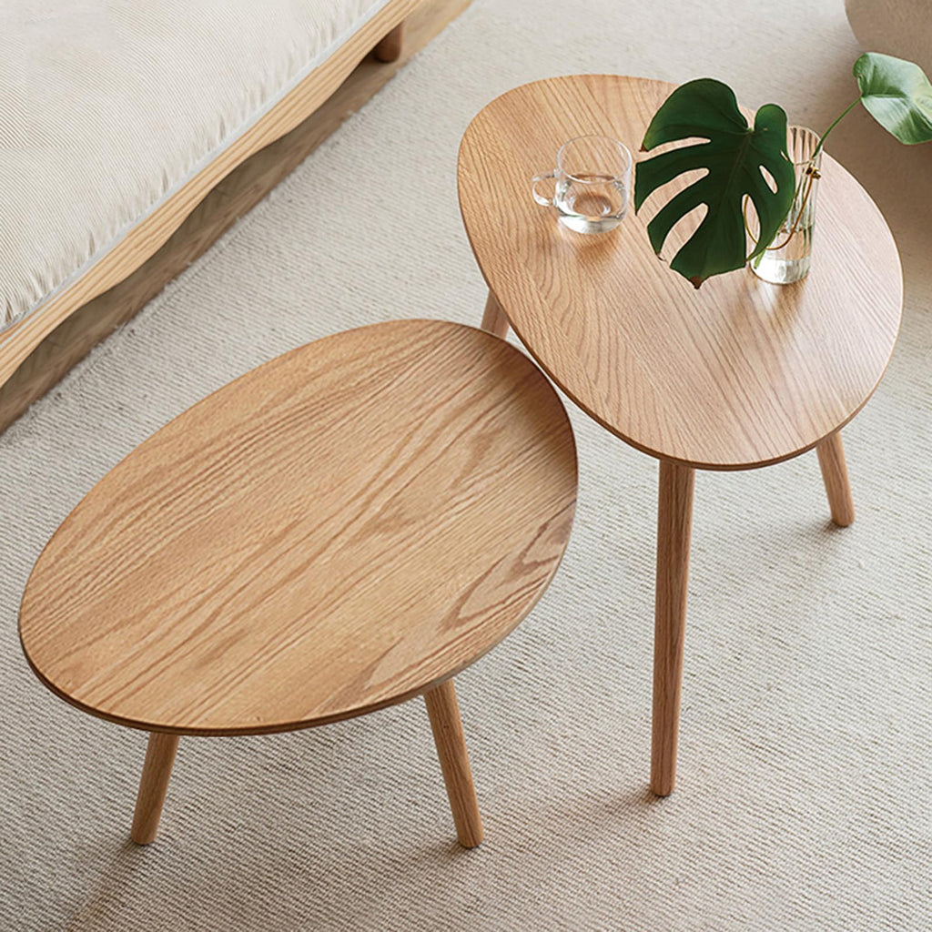 Oval Solid Oak Wood Coffee Table P1542