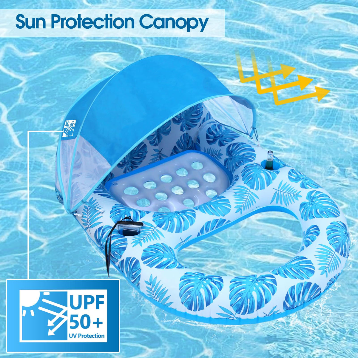 Extra Large Inflatable Pool Lounge Float with Canopy R548