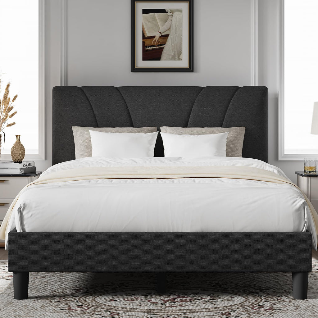 Queen Size Linen Upholstered Bed Frame with Headboard A775
