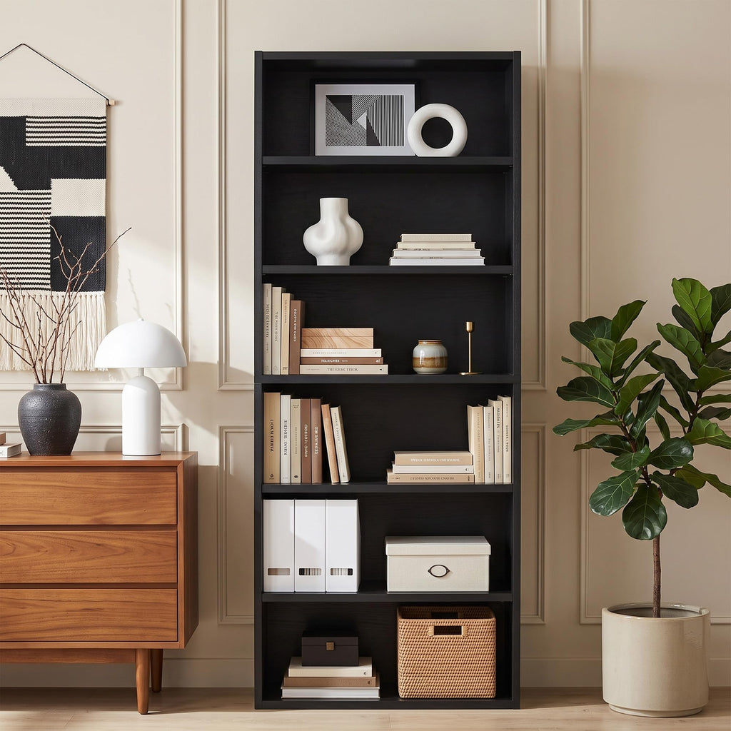 Black 6 Tier Adjustable Bookshelf M8985