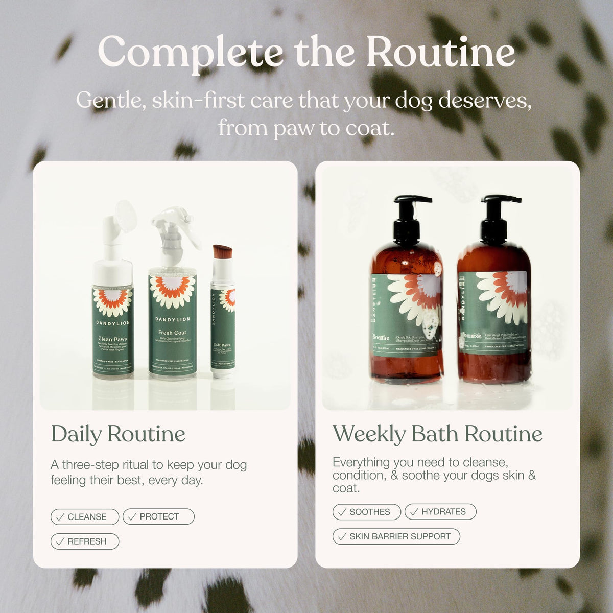 No-Rinse Dog Paw Cleaner + Paw Lotion with Brush + Waterless Dog Shampoo Spray F705964